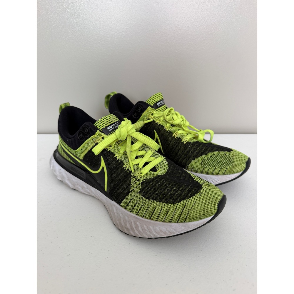 Nike React Infinity Run Flyknit Mens 9.5 Volt Black Running Shoes CT2357-700